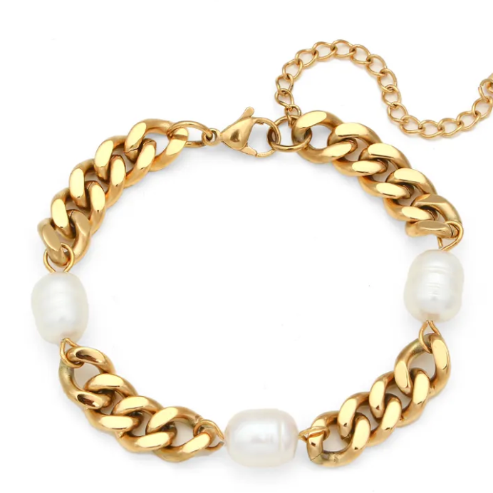 ★関税込★TATIANA★Egg and Pearl Chain Bracelet★2SET★ TATIANA】(2SET) Egg and Pearl Chain Bracelet 2点セット