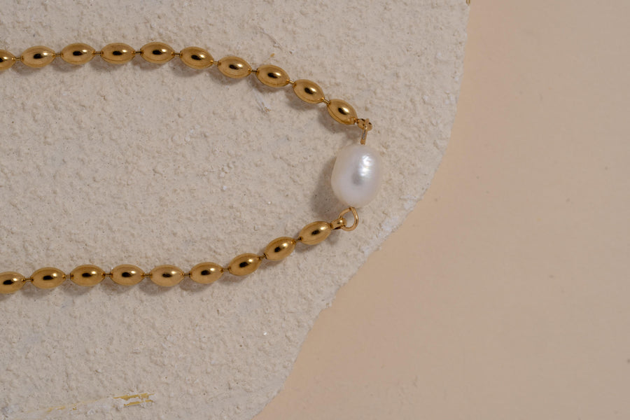 Beaded Single Pearl Necklace
