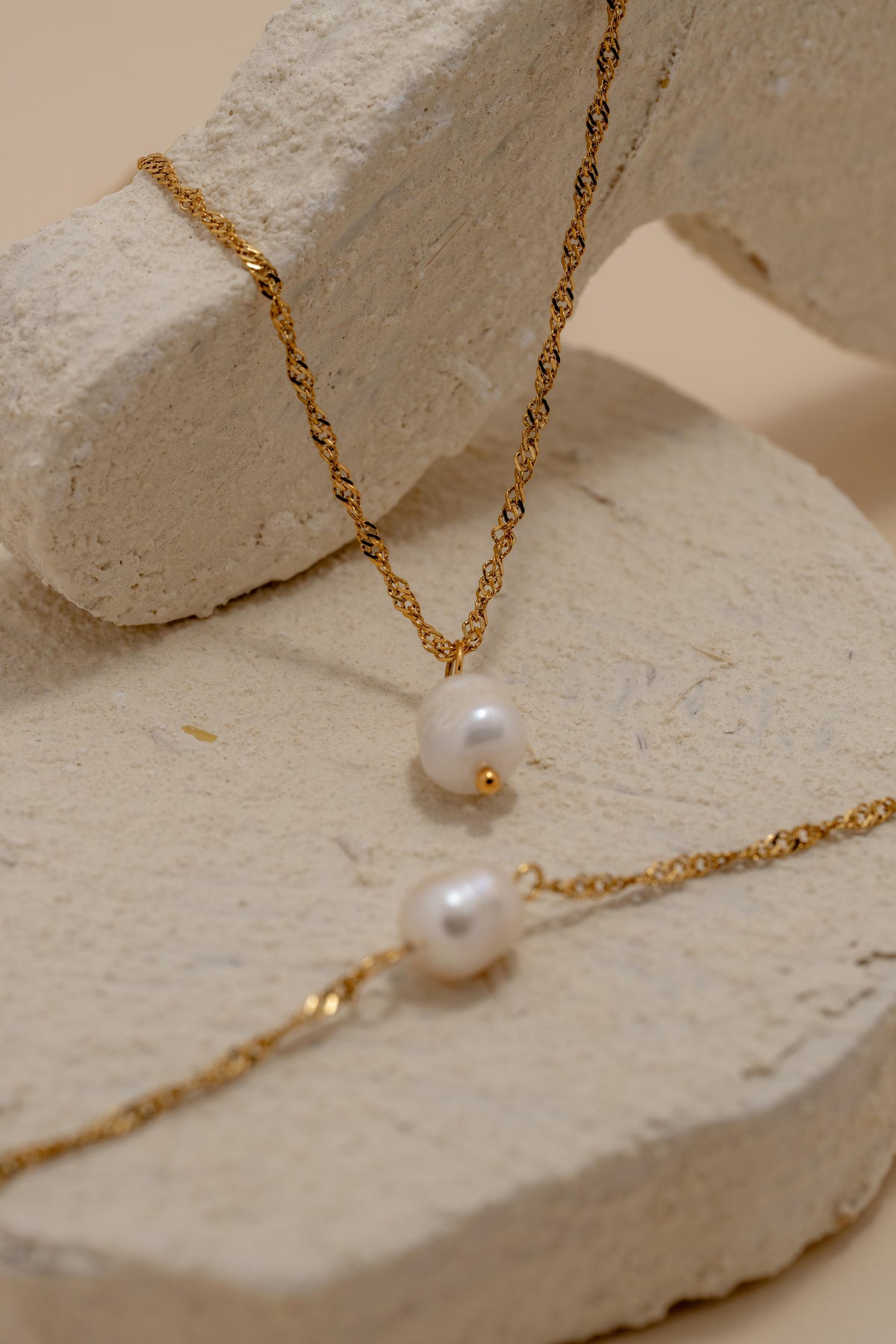 Twisted Pearl Drop Necklace Set