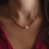 Beaded Single Pearl Necklace